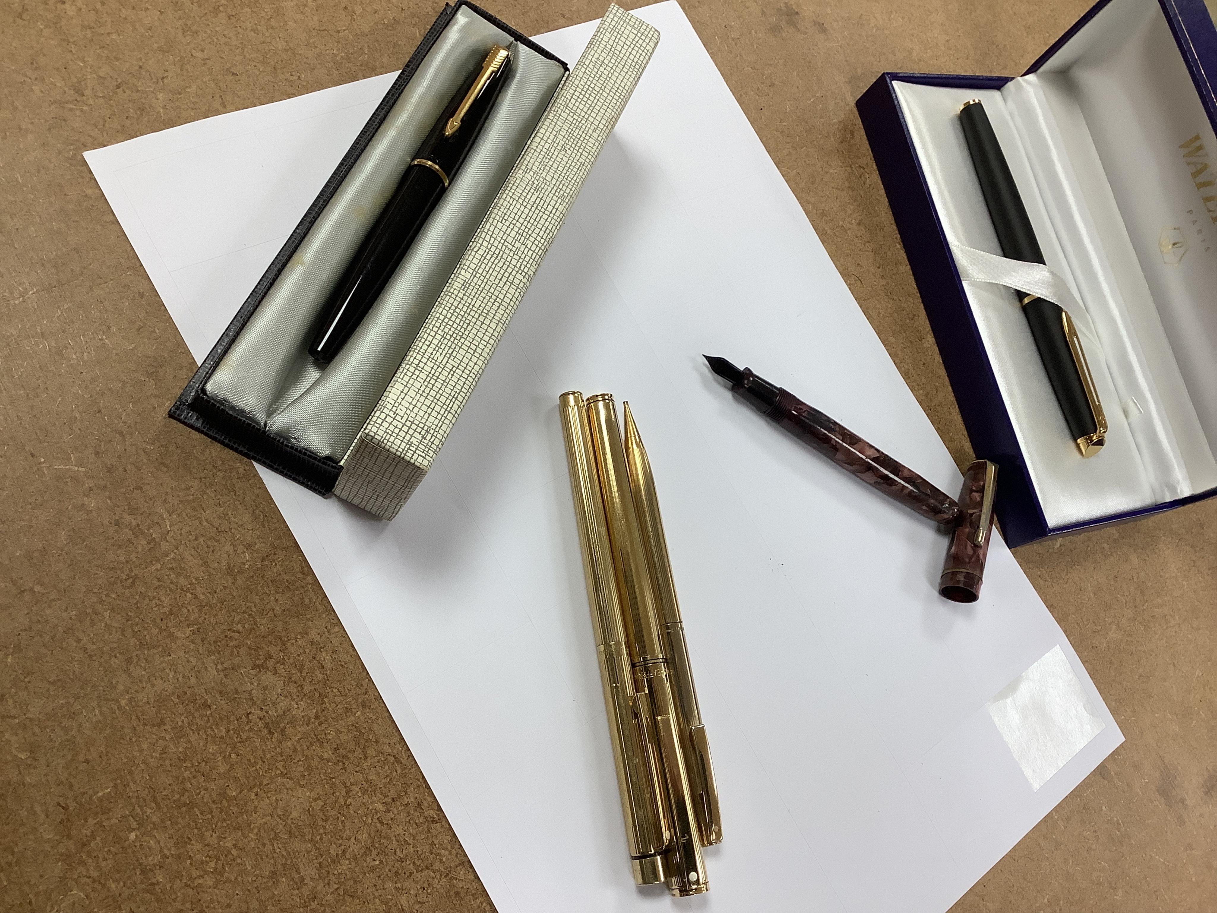 A collection of pens and propelling pencils, including Montblanc, Waterman, Sheaffer, Parker etc. Condition - fair to good